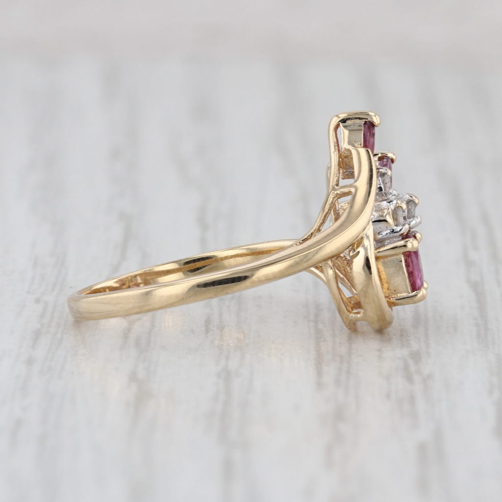 0.46ctw Ruby Diamond Bypass Ring 14k Yellow Gold Size 6.25