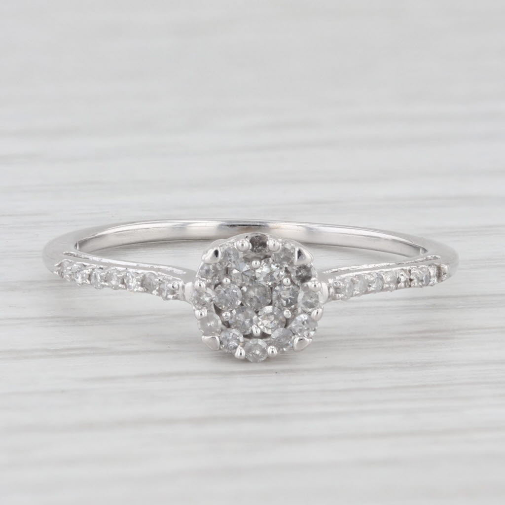 Light Gray 0.24ctw Diamond Cluster Engagement Ring 10k White Gold Size 7.25