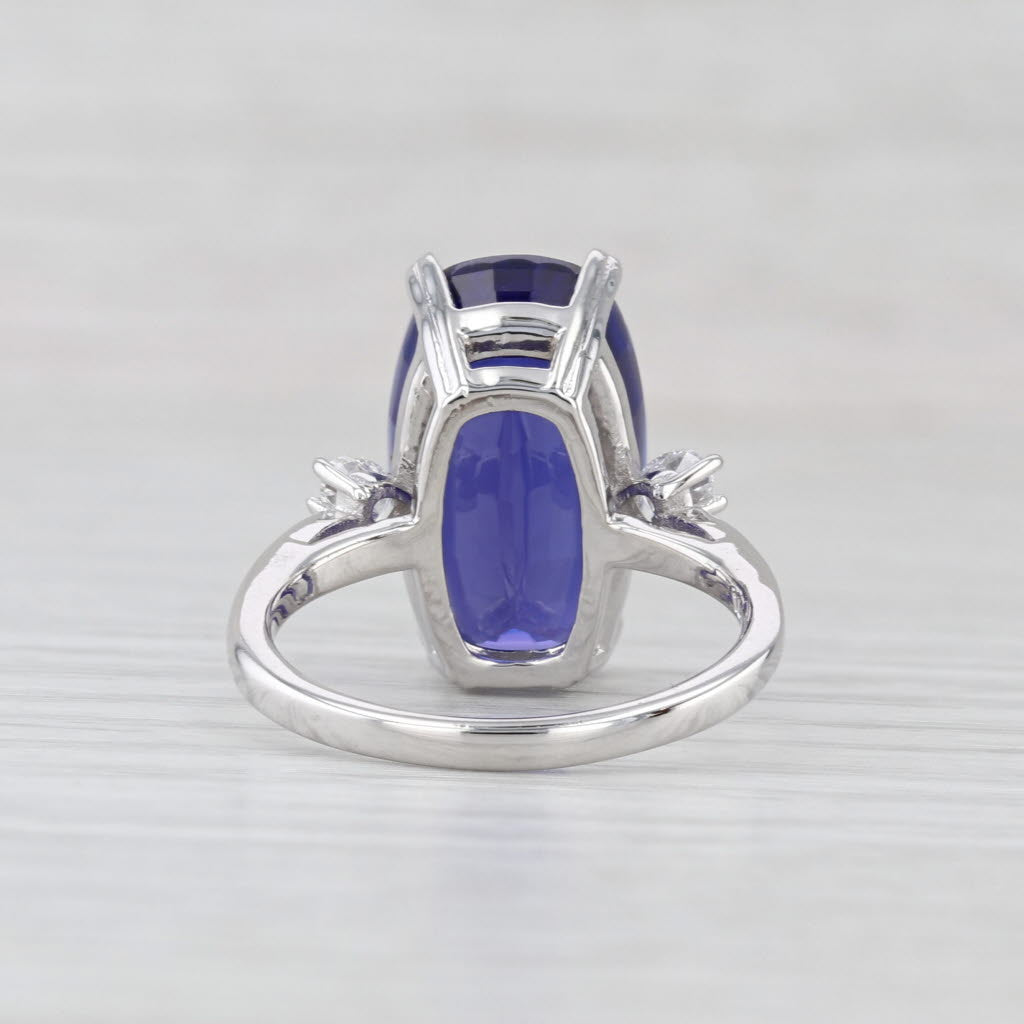 12.92ctw Cushion GIA Tanzanite Diamond Hearts Ring 18k White Gold Size 7