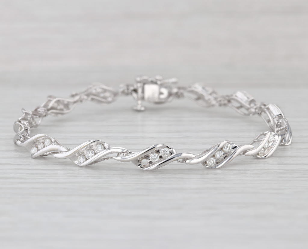 0.85ctw Diamond Tennis Bracelet 10k White Gold 7" 5.2mm