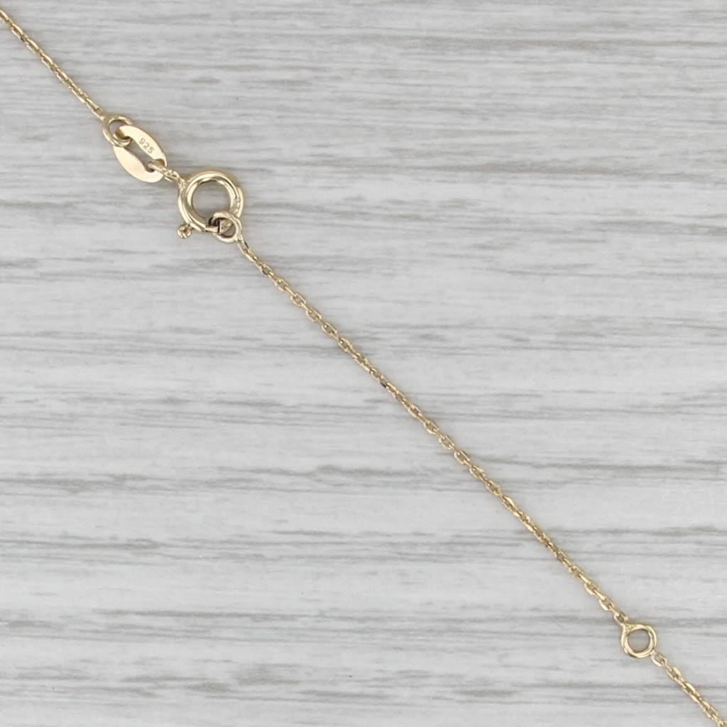0.44ctw Diamond Enamel Owl Pendant Necklace Sterling Silver Gold Vermeil 18-20"