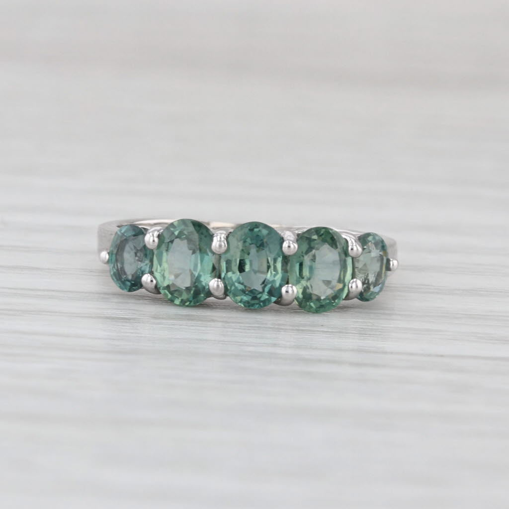 1.87ctw Green Color Change Sapphire Ring 10k White Gold Size 5.5 Stackable COA