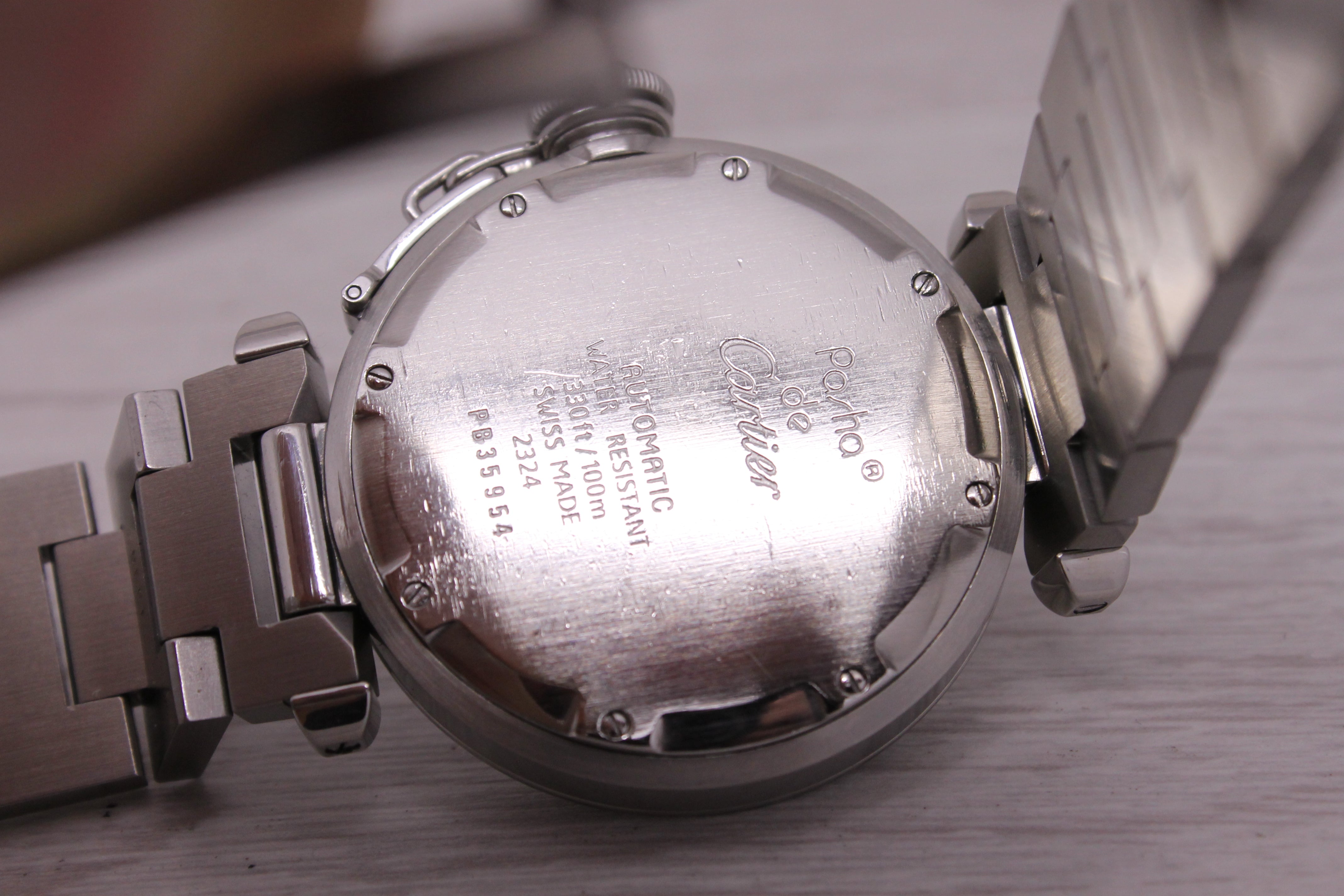 Dim Gray Pasha de Cartier ref.2324 35mm Stainless Steel Automatic Watch Grid Dial