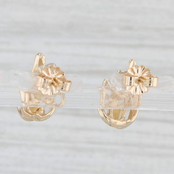 0.42ctw Orange Citrine Stud Earrings 14k Yellow Gold Diamond Accents