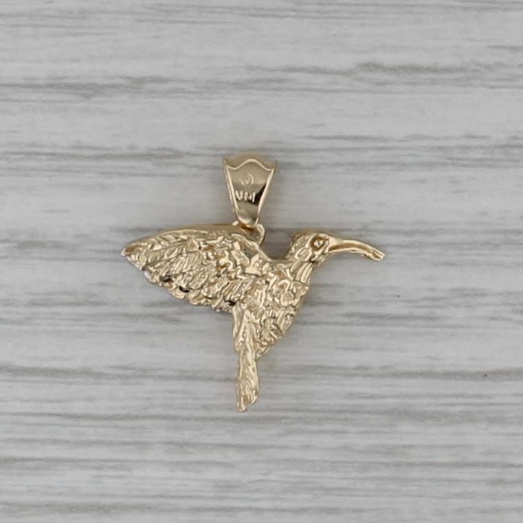 0.19ctw Diamond Ruby Hummingbird Pendant 14k Yellow Gold Small Drop