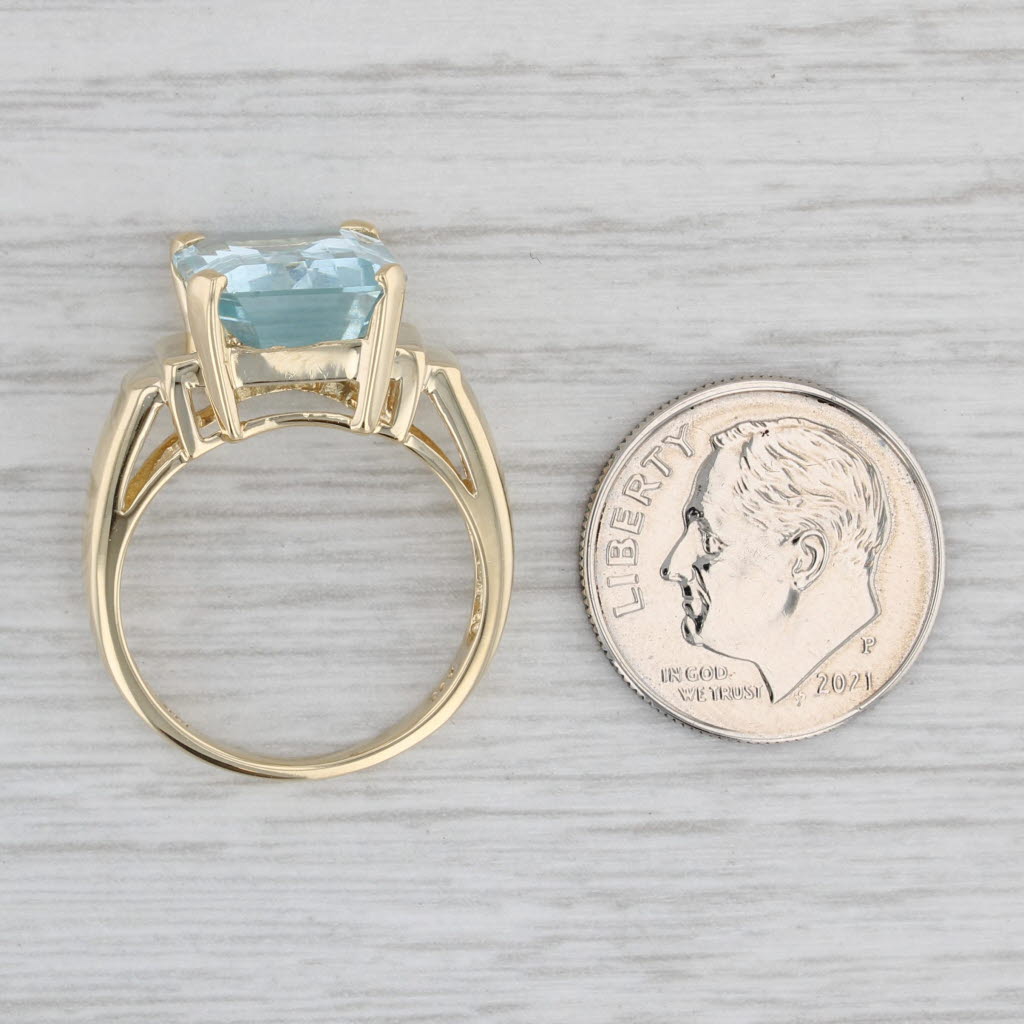 Gray 5.25ct Aquamarine Ring 14k Yellow Gold Size 6.75 Emerald Cut Solitaire