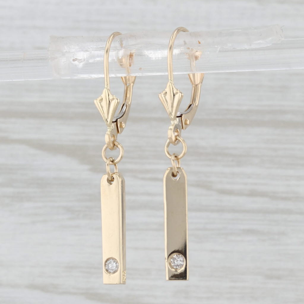 Diamond Bar Dangle Earrings 14k Yellow Gold Drops