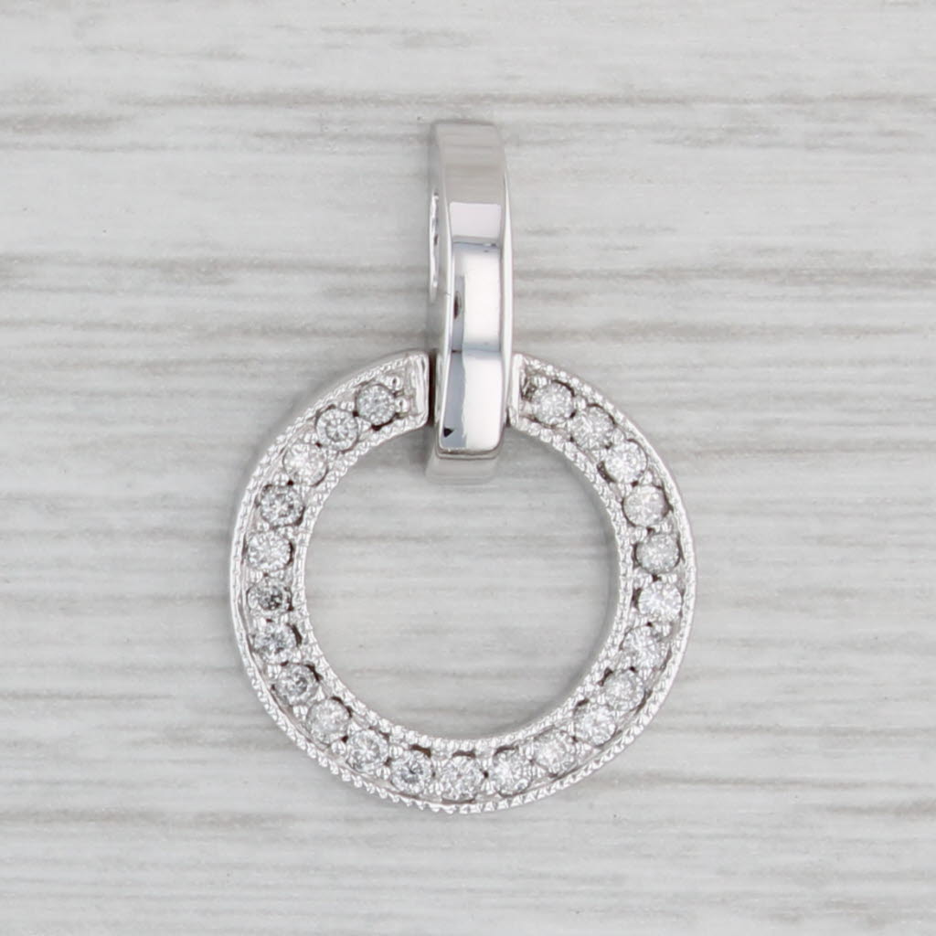 Gray 0.18ctw Diamond Eternity Circle Pendant 14k White Gold