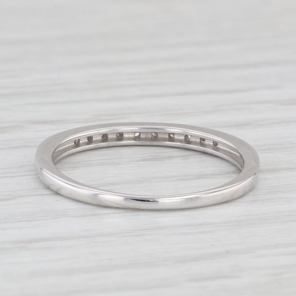 Light Gray Diamond Wedding Band 10k White Gold Size 6 stackable Ring