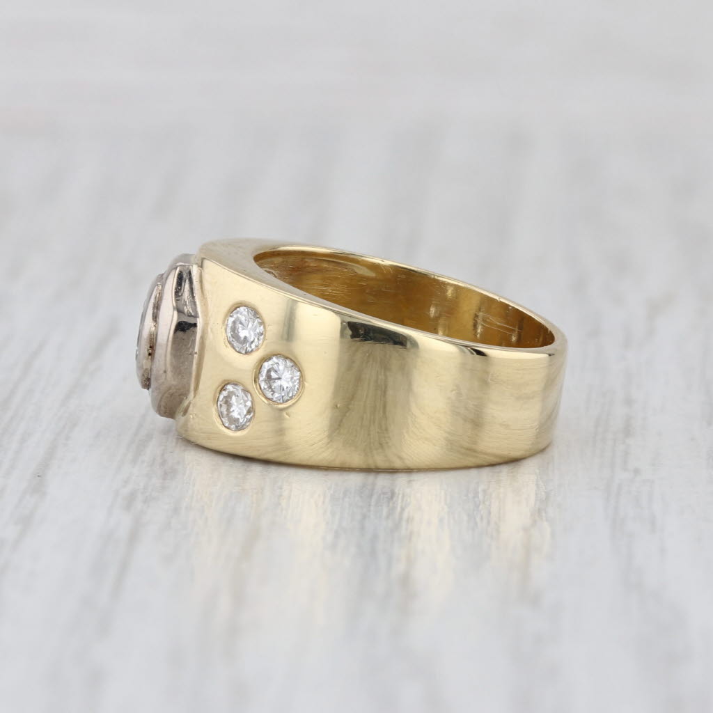 0.66ctw Diamond Dots Ring 18k Yellow Gold Size 5.75 Wide Band Engagement