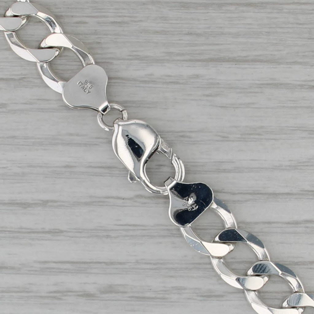 22.25" 11mm Curb Chain Necklace Sterling Silver Italy