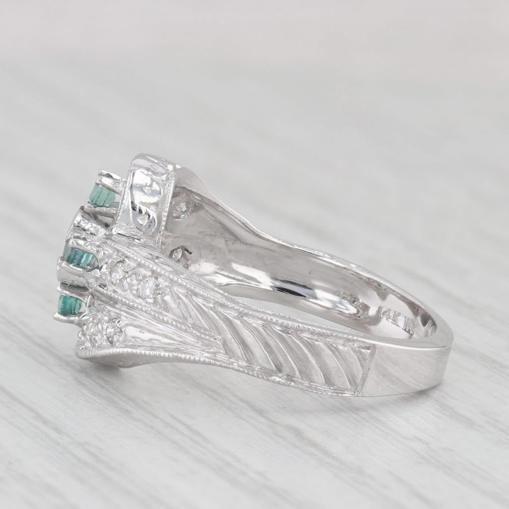 0.53ctw Alexandrite Diamond Cross Bypass Ring 14k White Gold Size 7