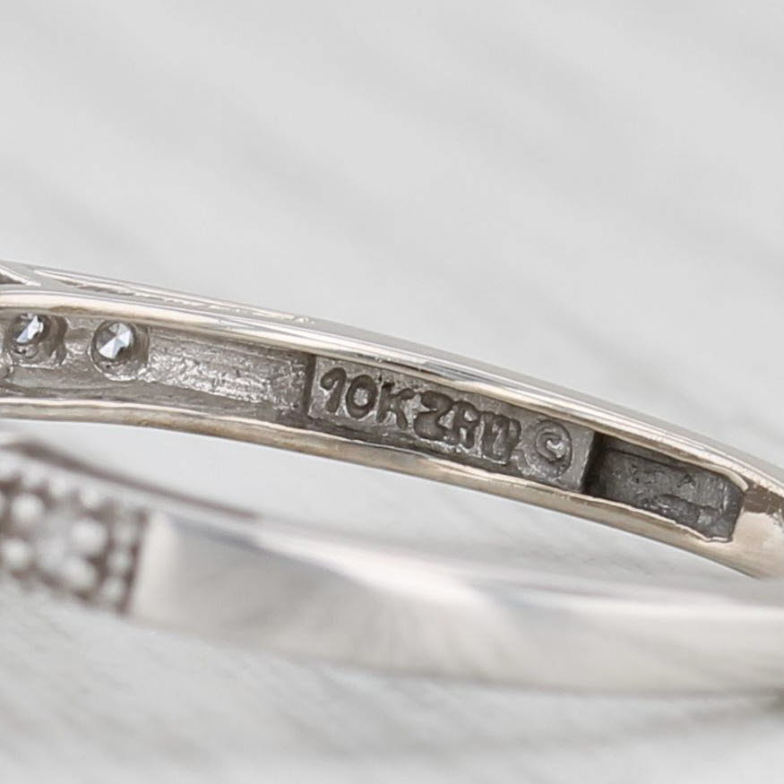 Light Gray 0.12ctw Diamond Cluster Halo Engagement Ring 10k White Gold Size 5.5