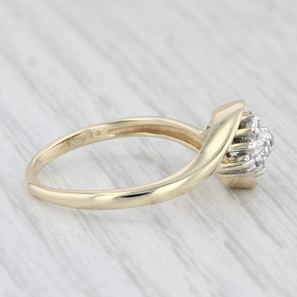 Light Gray 0.13ctw Diamond Cluster Ring 10k Yellow Gold Size 9 Bypass