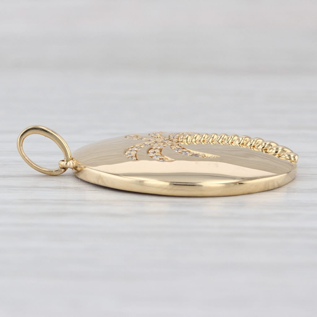 0.17ctw Diamond Palm Tree Pendant Doves By Doron Paloma 18k Yellow Gold