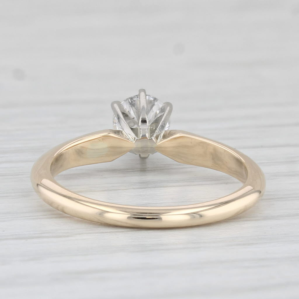 Light Gray 0.46ct Round Diamond Solitaire Engagement Ring 14k Gold Size 6.25