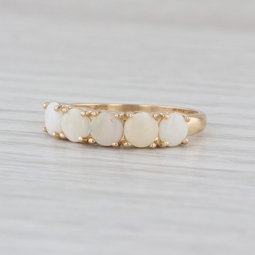 Opal Cabochon 5-Stone Stackable Ring 14k Yellow Gold Size 6.25