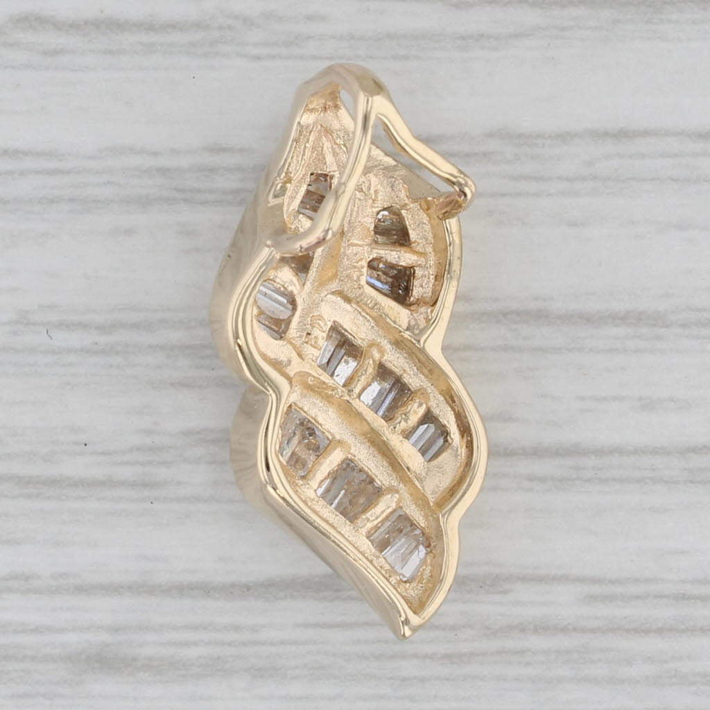 Gray 0.70ctw Baguette Diamond Drop Pendant 14k Yellow Gold