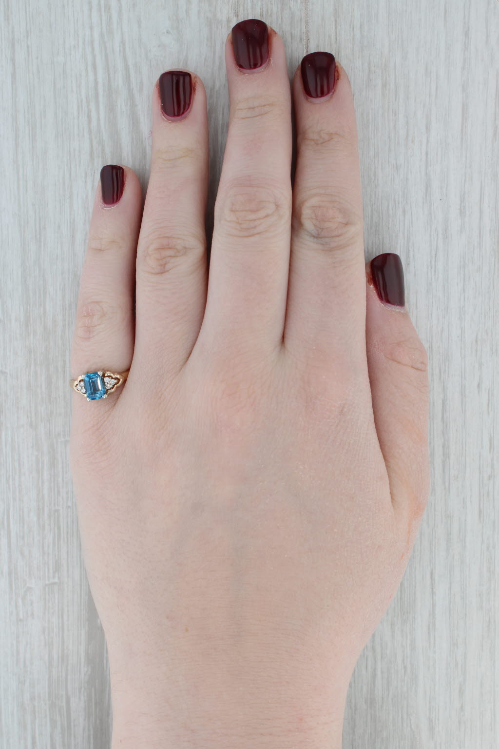Gray 1.43ctw Blue Topaz Diamond Ring 14k Yellow Gold Size 6.25
