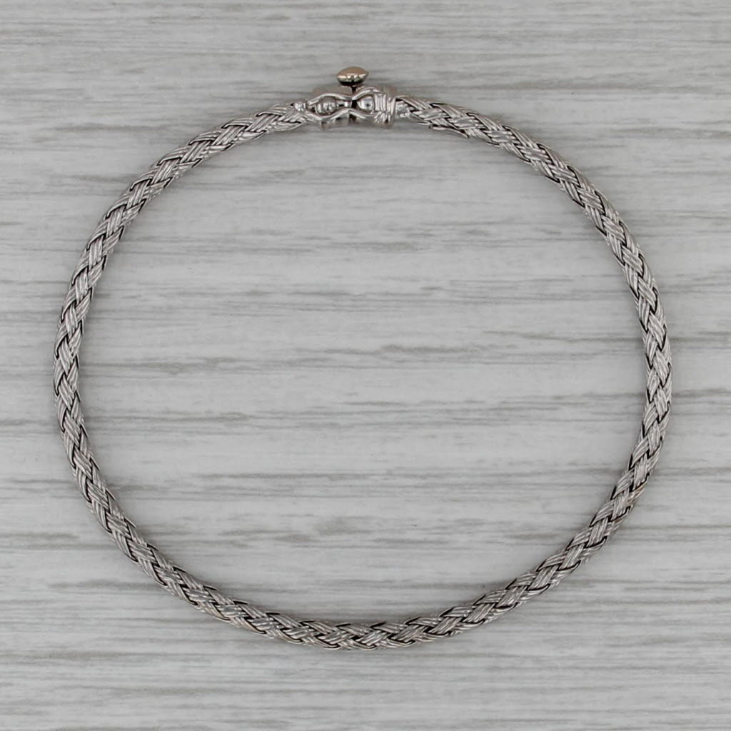 Basketweave Bangle Bracelet 18k White Gold 6.75" 2.8mm