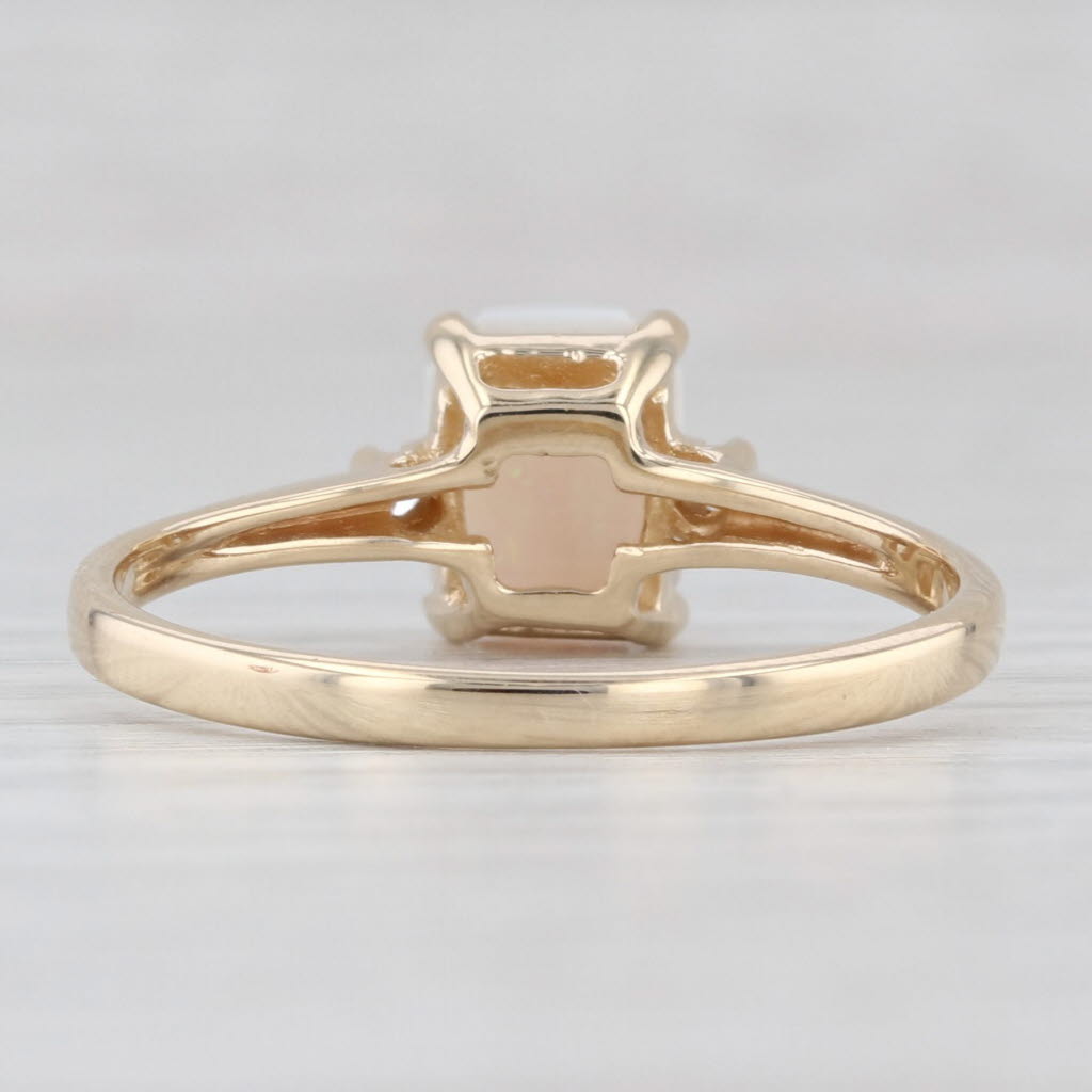 Light Gray Opal Cabochon Diamond Ring 14k Yellow Gold Size 9.75