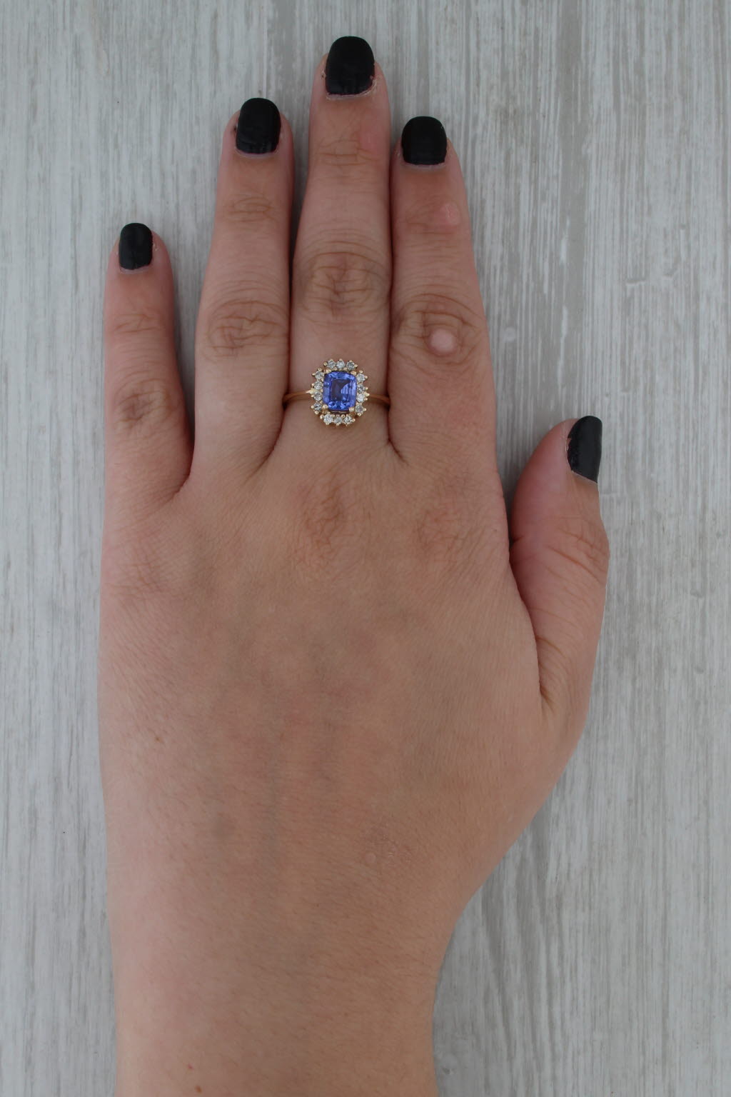 1.49ctw Tanzanite Diamond Halo Ring 14k Yellow Gold Size 8.5 Engagement