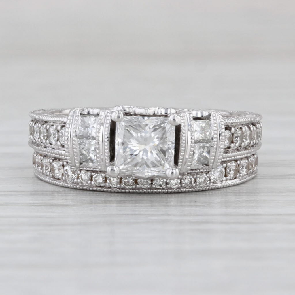 Neil Lane 1.55ctw Diamond Engagement Ring Wedding Band Bridal Set 14k White Gold
