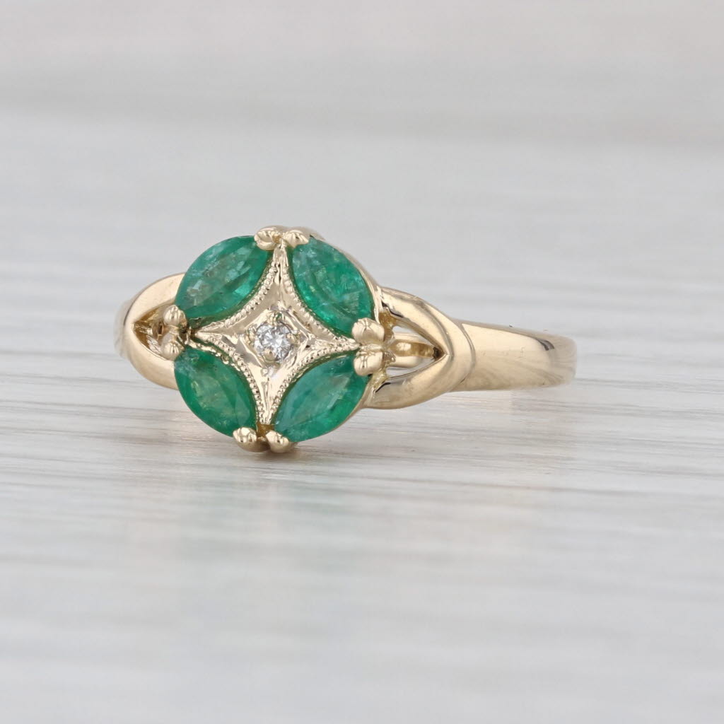 0.50ctw Emerald Diamond Ring 14k Yellow Gold Size 7.25