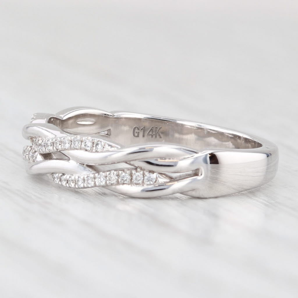 Light Gray New 0.10ctw Diamond Ring 14k White Gold Wedding Band Stackable Anniversary 6.25