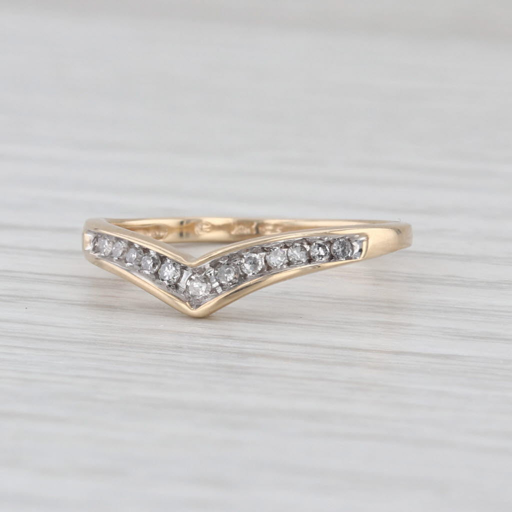 0.11ctw Diamond Contoured Wedding Band 10k Yellow Gold Size 6.75 Stackable