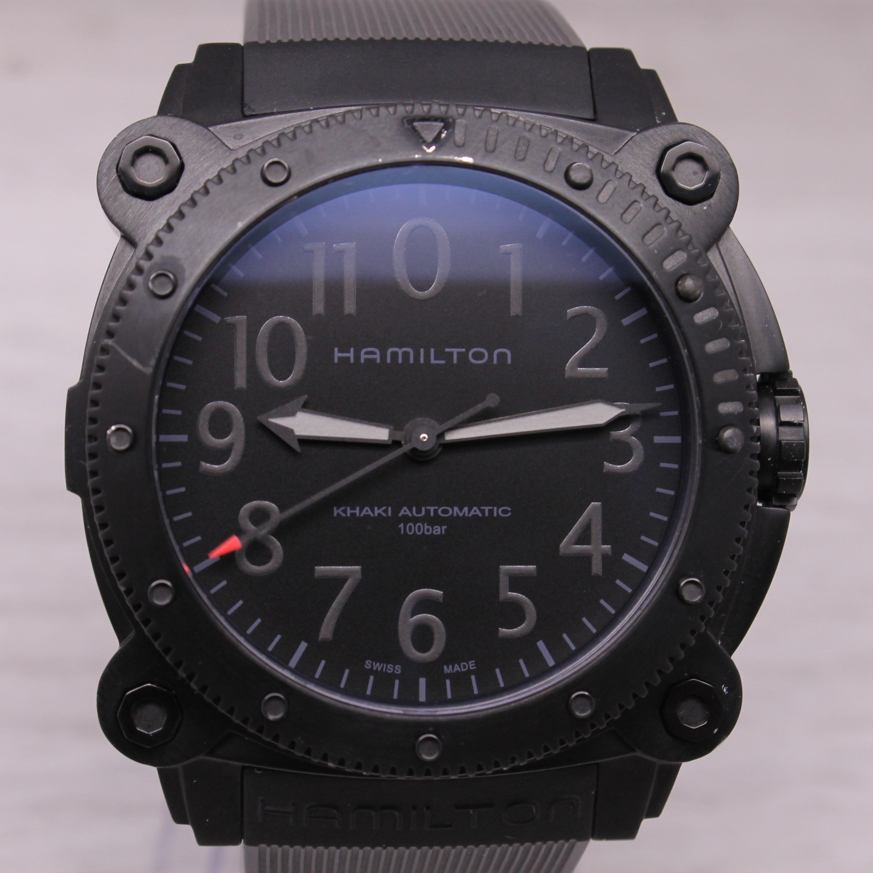 Hamilton Below Zero Khaki Mens Black Titanium Automatic Watch w Ice Box H785050