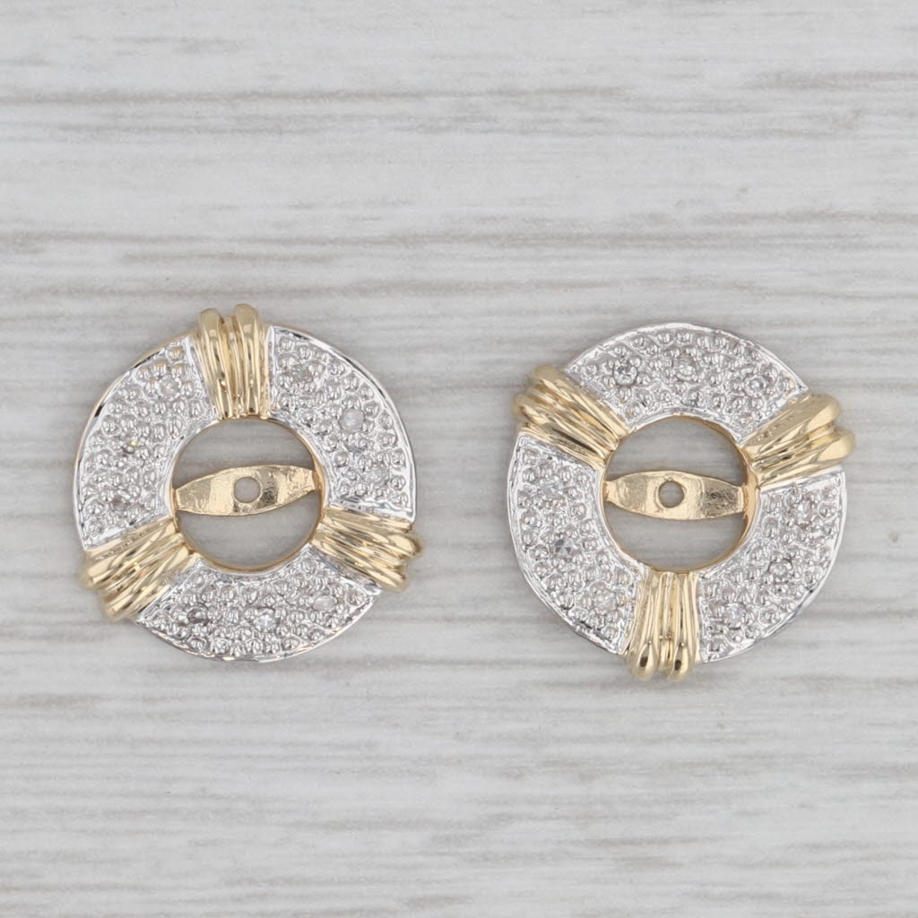 Gray Diamond Circle Earring Enhancers Jackets for Stud Earrings 14k Gold