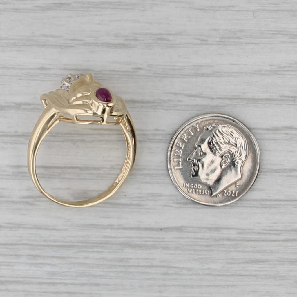 Ruby Diamond Egyptian Pharaoh Bust Ring 14k Yellow Gold Size 8.5
