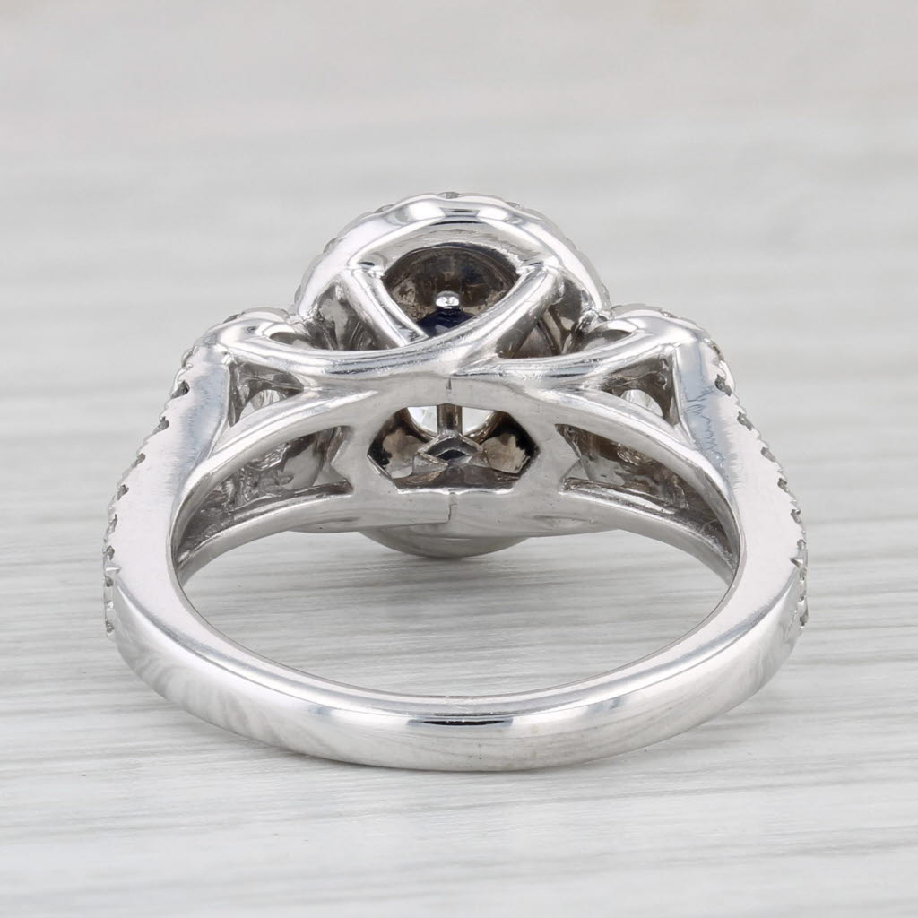 Light Gray Vera Wang 1.38ctw Oval Diamond Halo Engagement Ring 14k White Gold Size 5.25