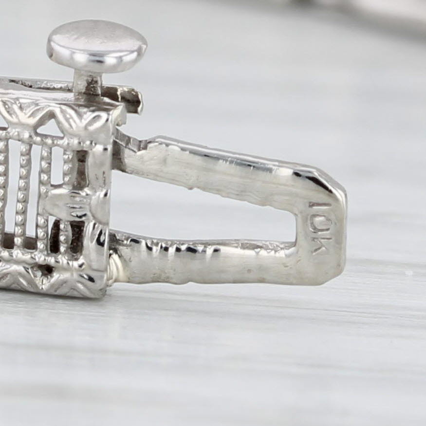 Light Gray Vintage Filigree Diamond Bracelet 10k White Gold 6"