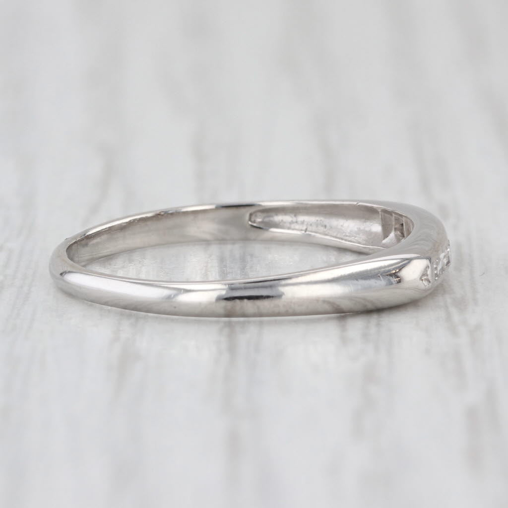 Antique 0.12ctw Diamond Wedding Band Stackable Platinum Ring Size 9 As Is