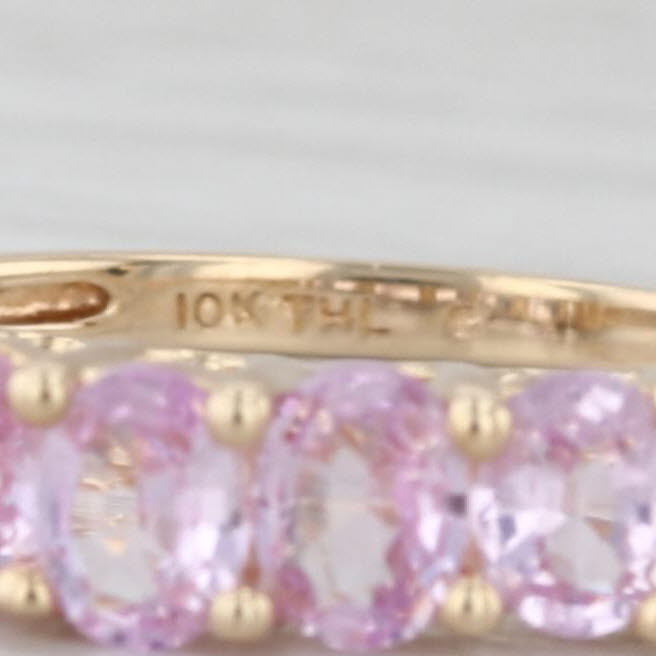 1.20ctw Tiered Pink Sapphire Ring 10k Yellow Gold Size 6 Stackable