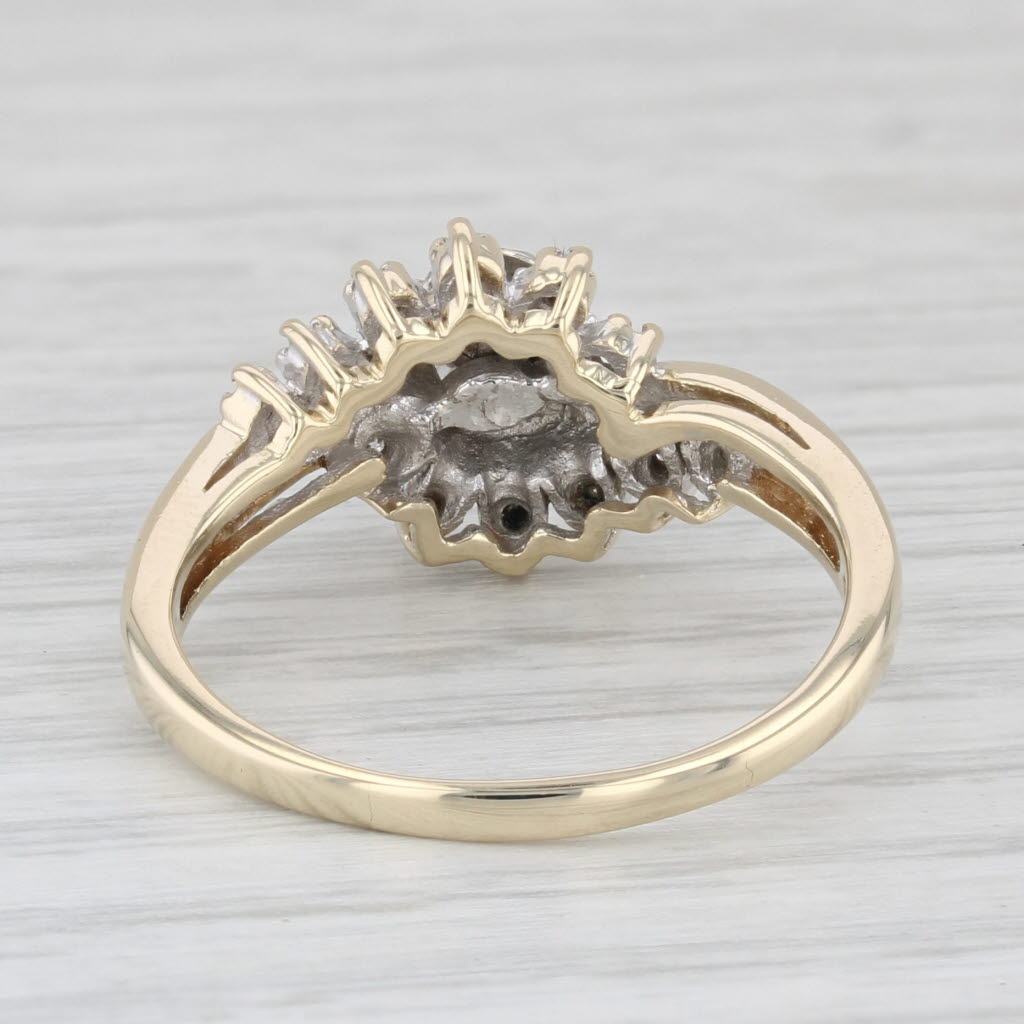 Light Gray 0.12ctw Diamond Engagement Ring 10k Yellow Gold Size 9 Bypass