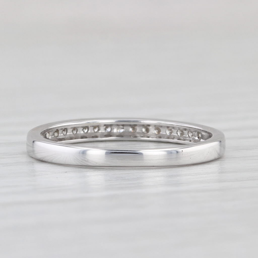 0.10ctw Diamond Wedding Band 10k White Gold Size 7 Stackable Ring