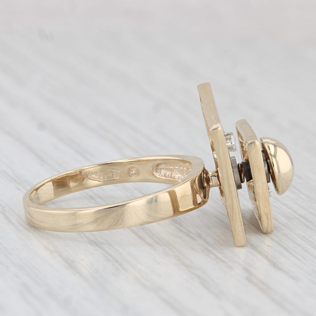 Light Gray Diamond Spinner Ring 14k Yellow Gold Statement Size 9.25