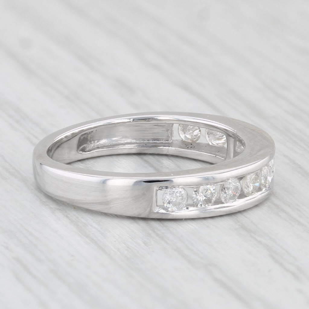 Light Gray 0.36ctw Diamond Wedding Band 14k White Gold Size 5 Stackable Anniversary Ring