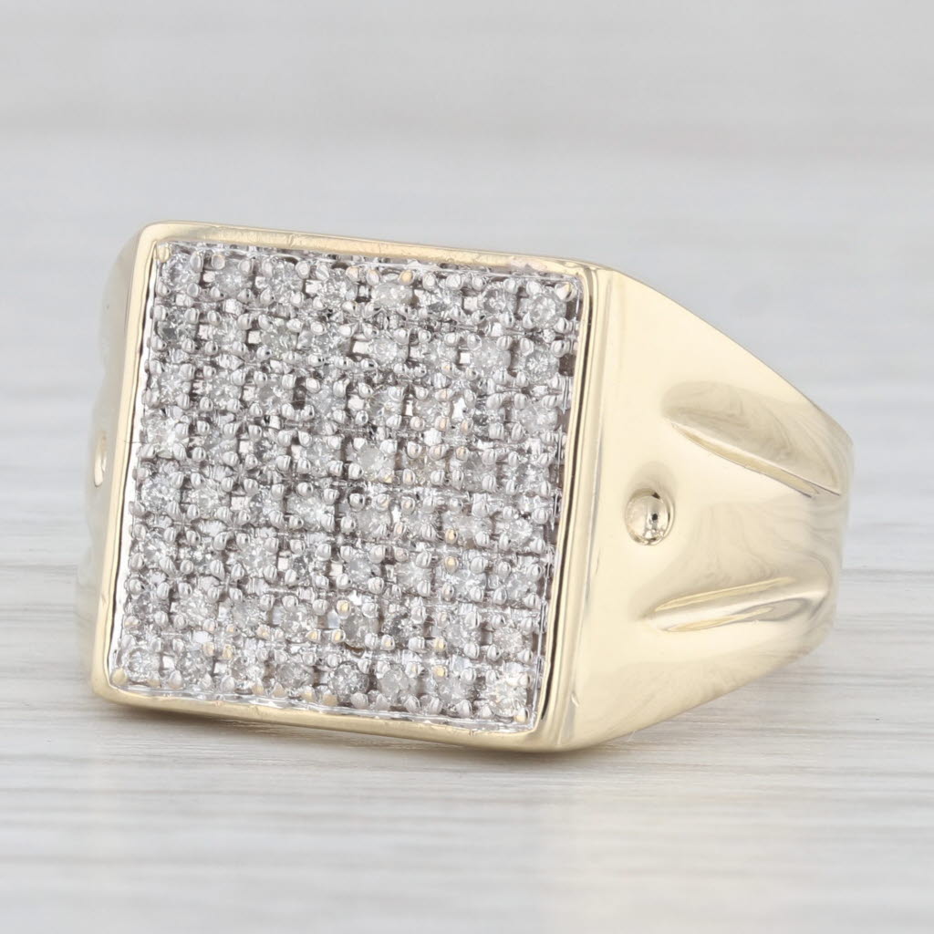 Light Gray 0.53ctw Pave Diamond Ring 10k Yellow Gold Size 10.5 Men's