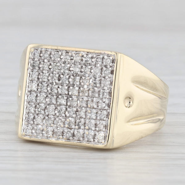 0.53ctw Pave Diamond Ring 10k Yellow Gold Size 10.5 Men's