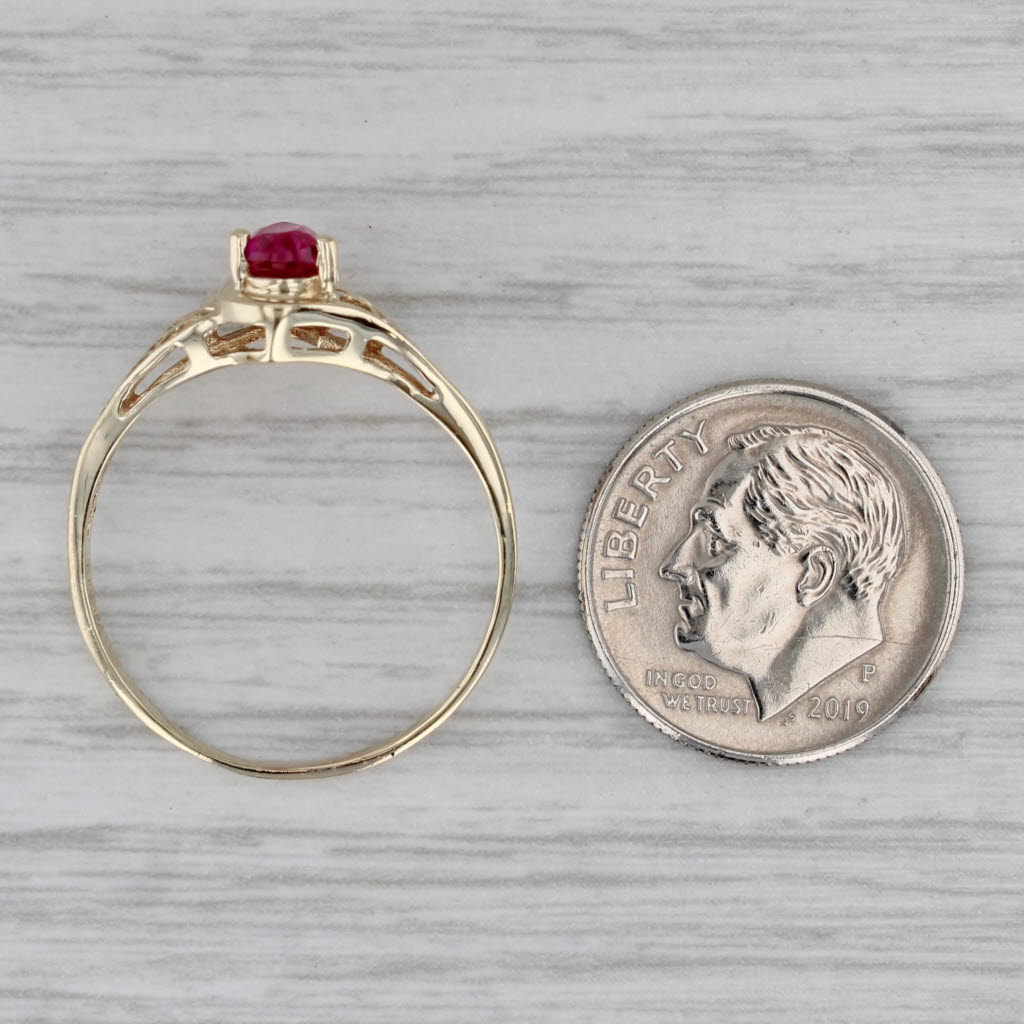 Gray 0.56ct Lab Created Pear Ruby Ring 10k Yellow Gold Size 9 Diamond Accents