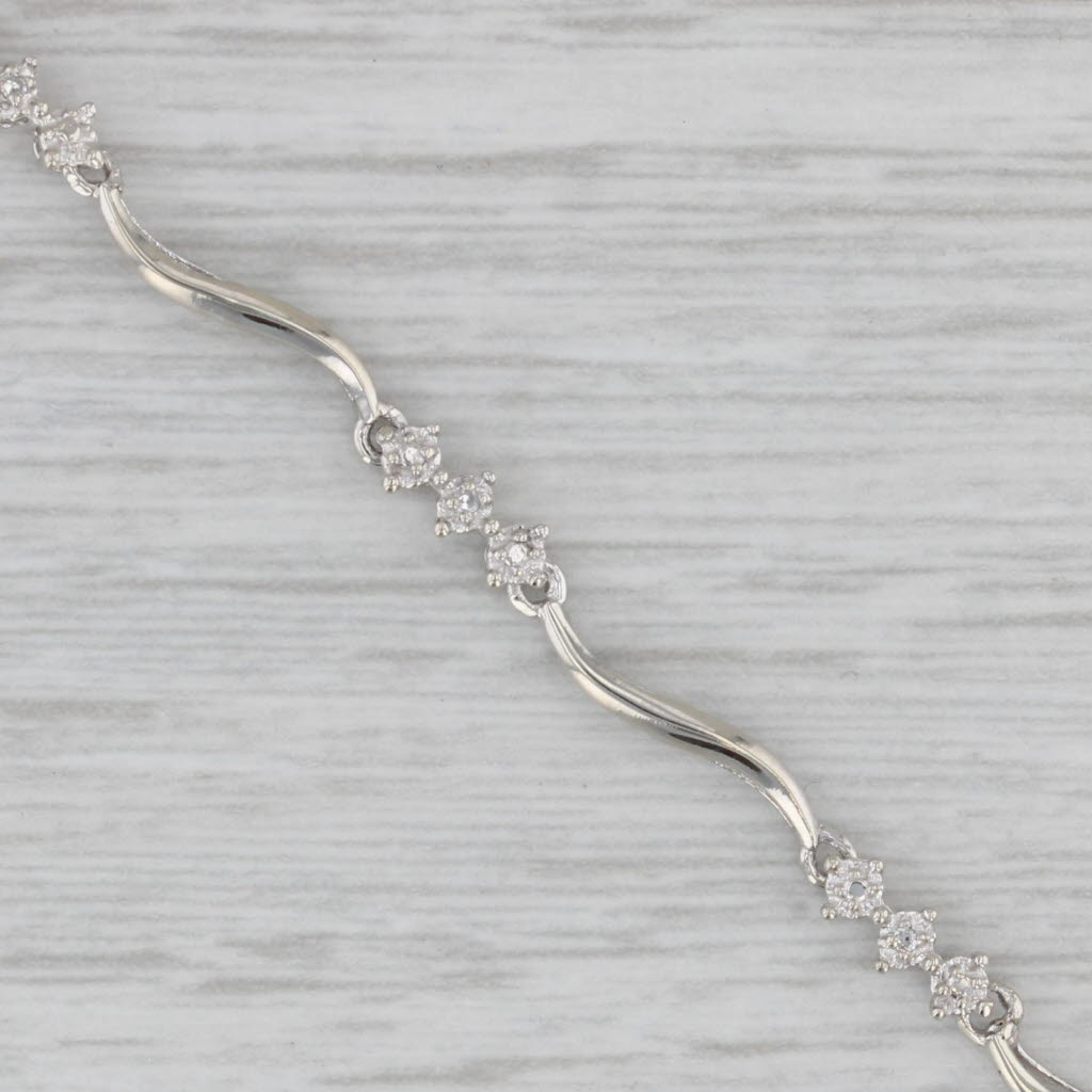 Gray Diamond Chain Bracelet 10k White Gold 7.25" 3.1mm