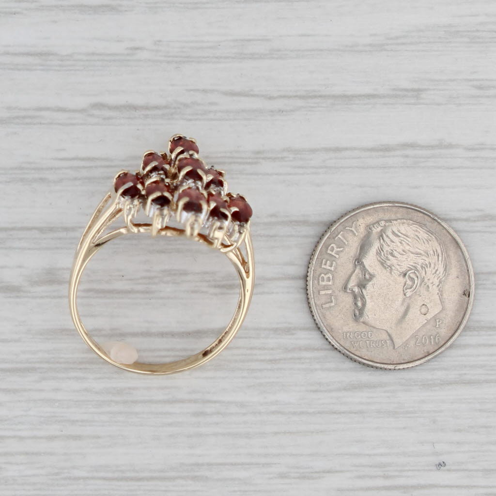Gray 2.70ctw Garnet Cluster Ring 10k Yellow Gold Size 7 Cocktail