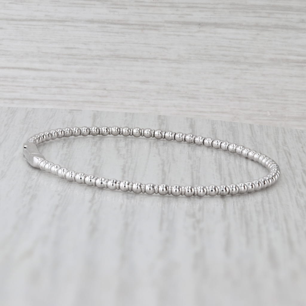 New Bead Flexible Bangle Bracelet 14k White Gold 6.5" 2.2mm