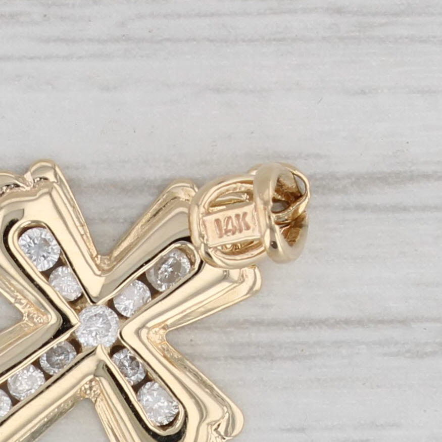 Gray 0.23ctw Diamond Cross Pendant 14k Yellow Gold Religious Jewelry
