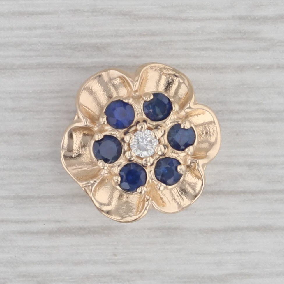 Gray 0.33ctw Sapphire Diamond Flower Slide Bracelet Charm 14k Gold Richard Glatter