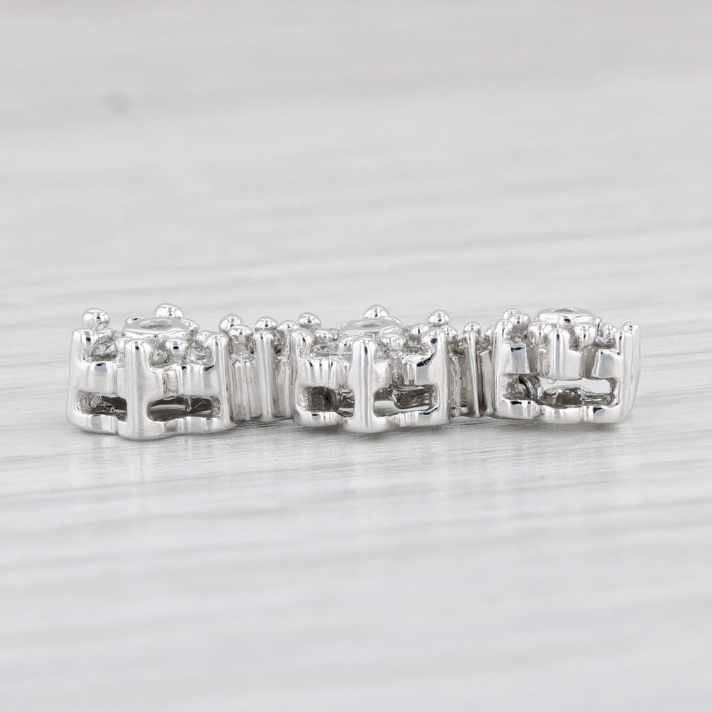 Light Gray 0.22ctw Diamond Flower Clusters Journey Pendant 14k White Gold